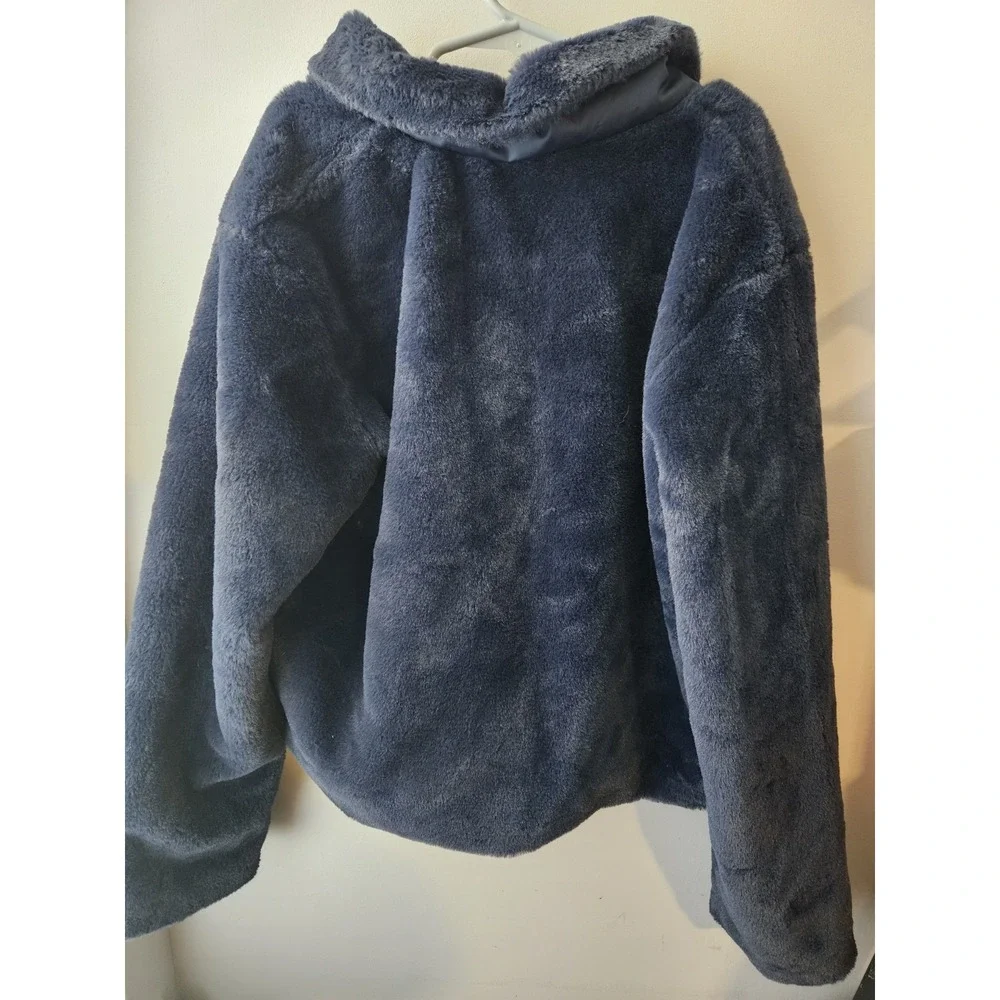 Oshkosh B'gosh Navy Blue Faux Fur Jacket Sz 14‎